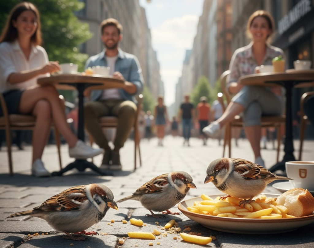 «Картошка фри победила эволюцию»: городские воробьи стремительно толстеют вслед за людьми