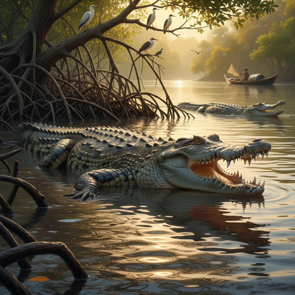 Индия использует крокодилов для охраны границы с Бангладеш