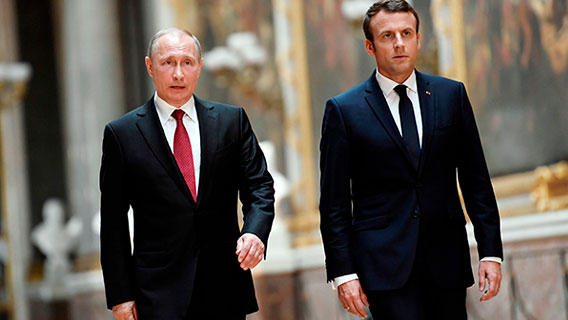 Путин и Макрон обсудили предстоящую встречу Большой пятёрки ООН