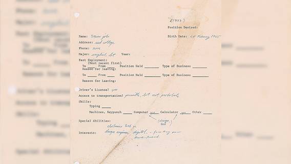 Резюме Стива Джобса 1973 года выставили на аукционе в качестве NFT
