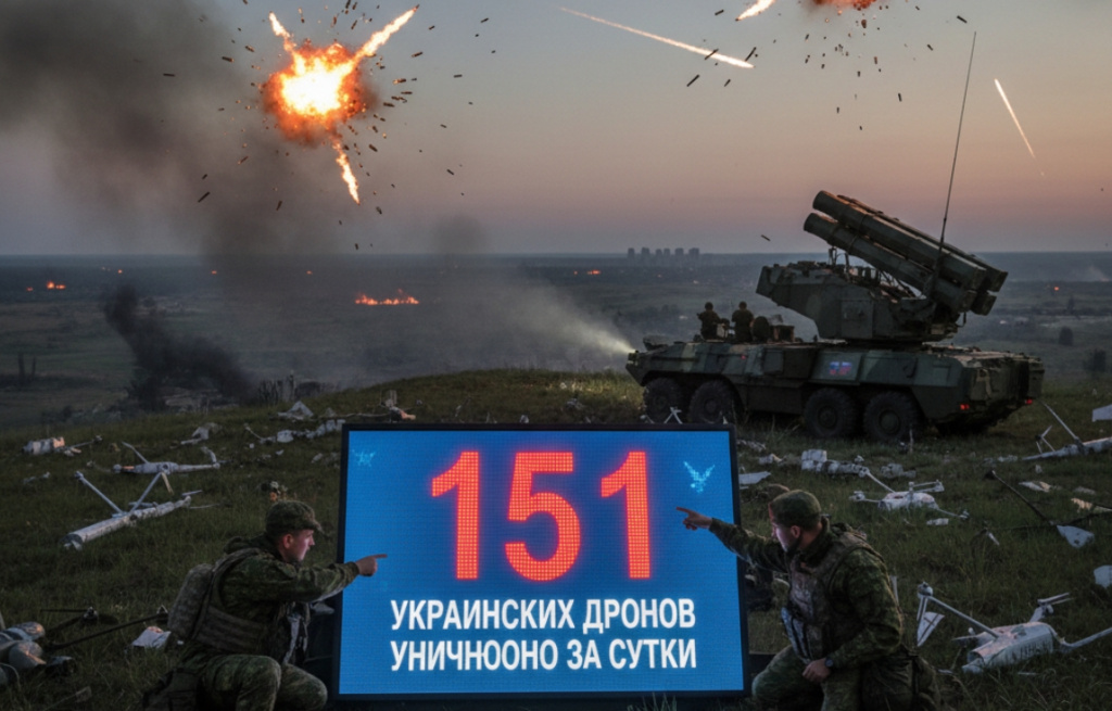 Российская ПВО за сутки уничтожила рекордные 151 украинских дрона