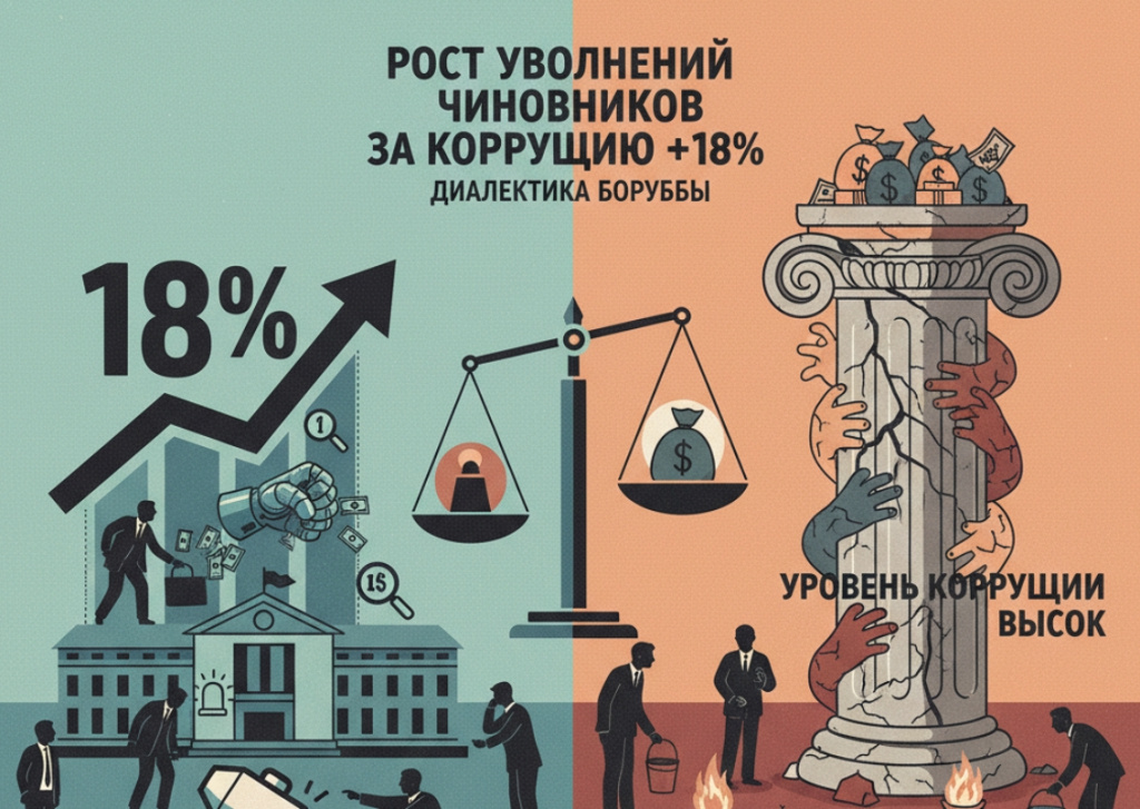 Рост увольнений чиновников за коррупцию достиг 18 процентов