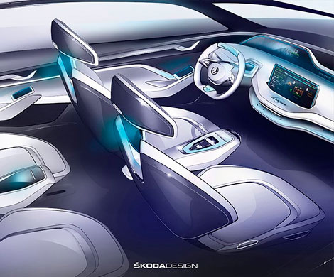 Skoda "рассекретила" интерьер своего электромобиля