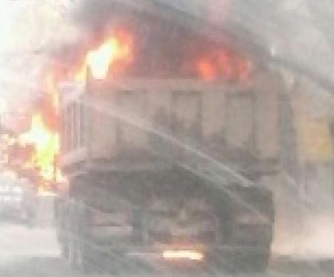В Челябинске на ходу загорелся КамАЗ