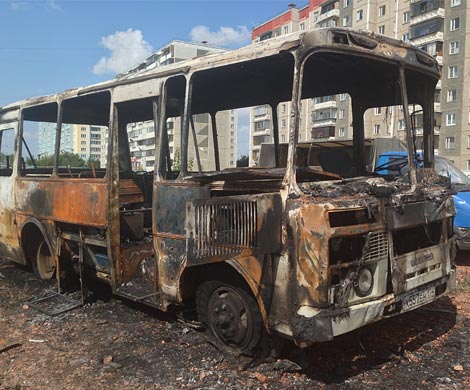 В Челябинске сгорел маршрутный автобус