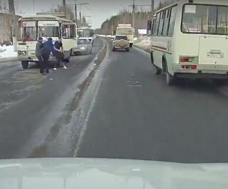 В Кургане водители автобусов устроили драку на проезжей части