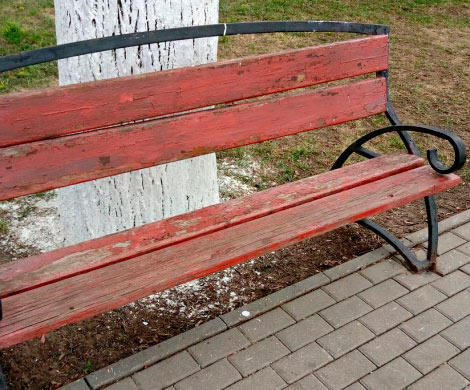 В парке Пушкина поставили старые обшарпанные лавочки вместо новых