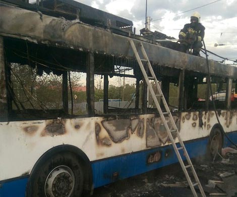 В Волгограде произошел пожар в троллейбусе