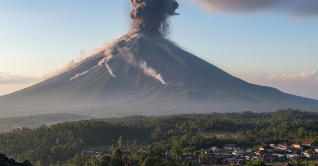 Вулкан Семеру выбросил пепел на километр