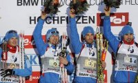 Российские биатлонисты стали победителями эстафеты в Хохфильцене 
