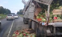 В Прикамье после ДТП трассу завалило арбузами
