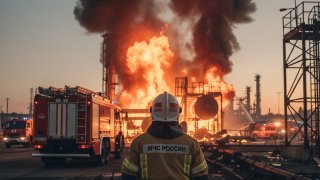 Пожар на ухтинском НПЗ после атаки украинских дронов