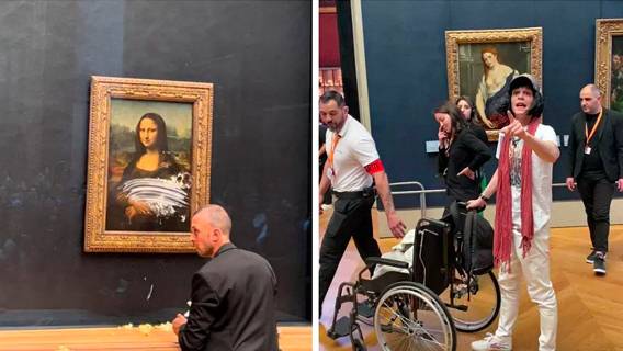 Мужчина, переодетый в старушку, проник в Лувр и попытался измазать «Мона Лизу» тортом