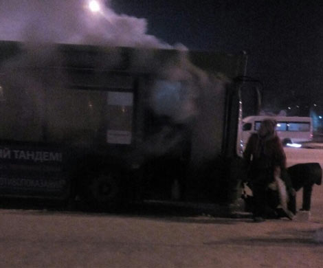 В центре Перми загорелся автобус с пассажирами‍